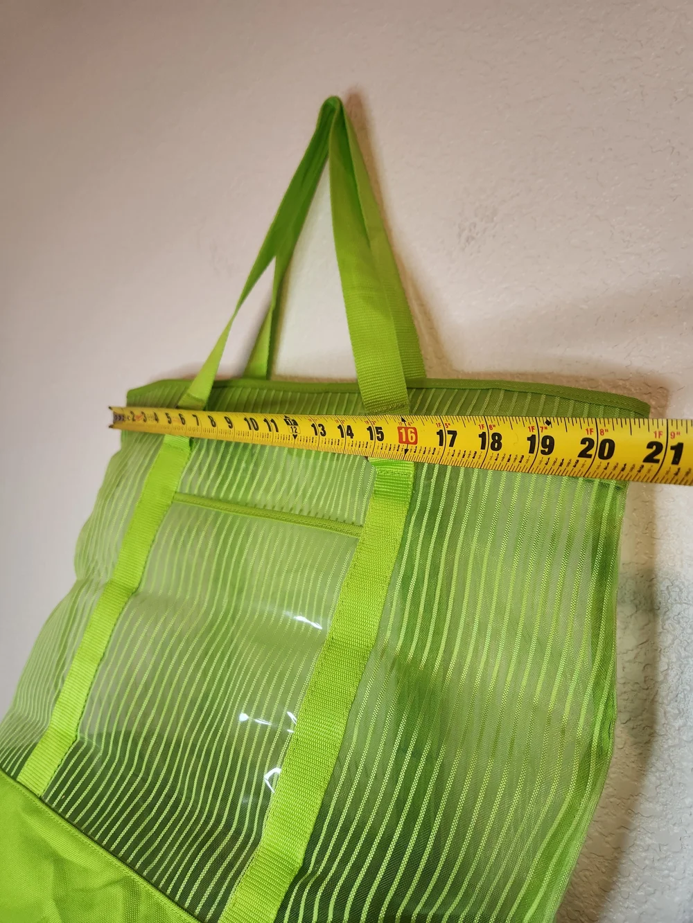 Xhilaration Neon Lime Transparent Tote Bag Striped Detail green Mesh Shopping